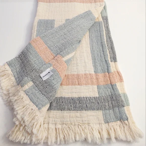 🎁Piscatextil Throw Blanket - Broad Stripe Multi Color Block